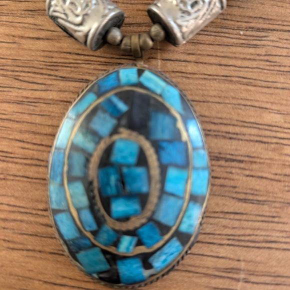 Vintage Antique Ancient Pendant Turquoise Necklace Boho Western Style - Picture 3 of 8